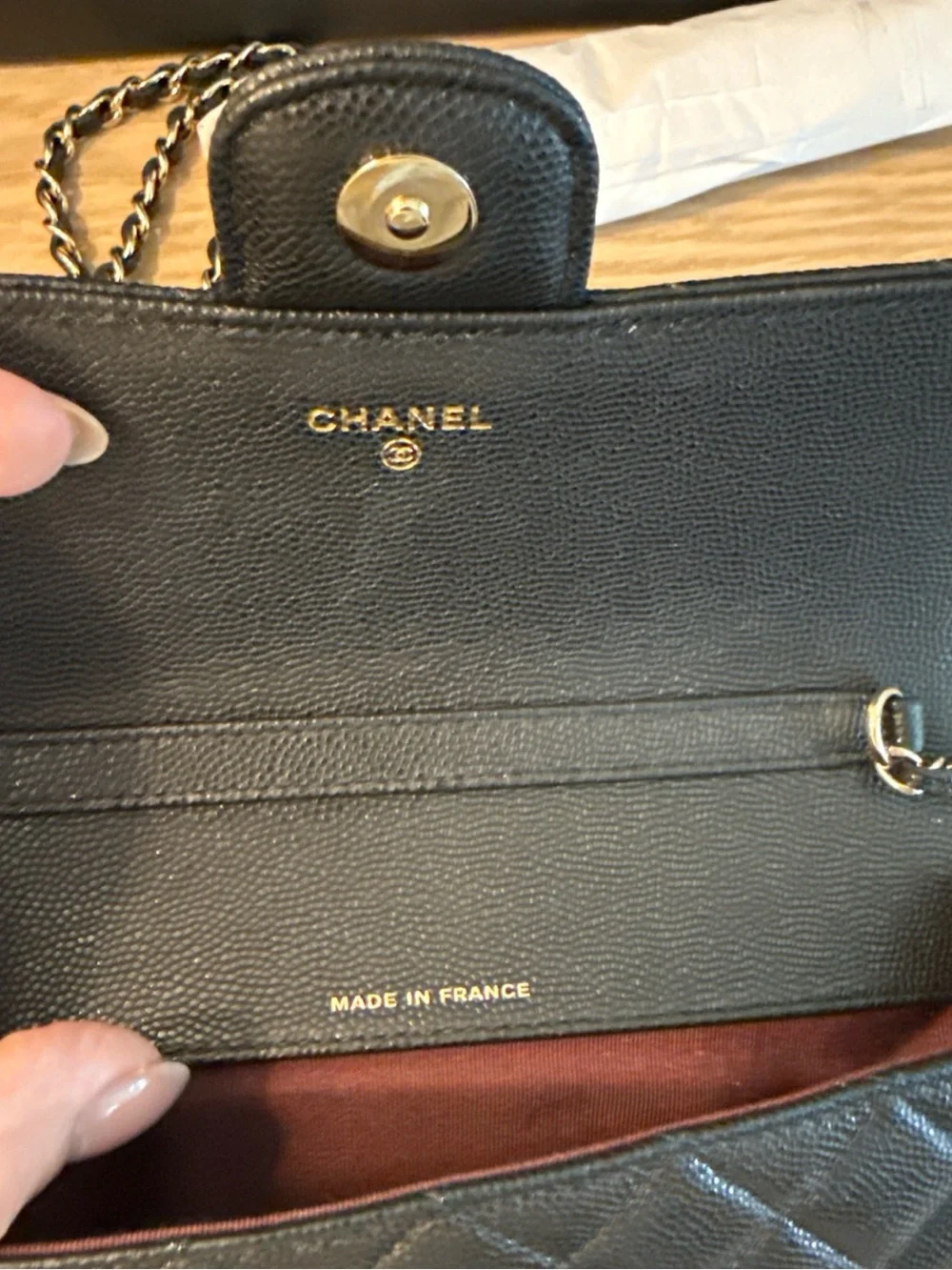Chanel Quilted Caviar Leather Mini Flap Bag sunglasses case - Black Gold GHW